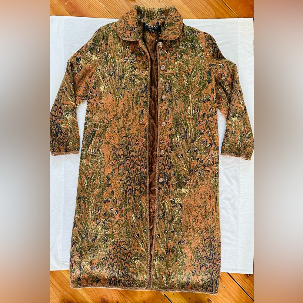 Vintage Wool Blend Knit Long Coat